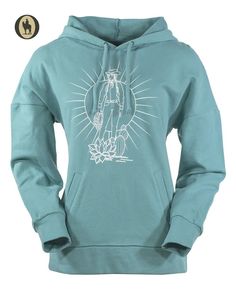 Everyone loves our Lottie! The Lottie Hoodie is made from 100% cotton in the most perfect spring teal around. This lightweight hoodie features a front pocket and a powerful cowgirl graphic on the front!