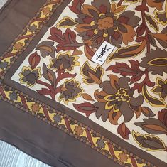 Vintage Yves Saint Laurent Scarf Fall Color Floral Print 34.5 X 34.5 Inches Authentic, Tag Has Been Removed 100% Silk Hand Rolled And Hand Sewn Edges Great Condition Silk Scarf Pattern, Saint Laurent Accessories, Vintage Yves Saint Laurent, Vintage Ysl, Vintage Silk Scarf, Fall Scarves, Hand Roll, Fall Color, Accessories Vintage