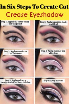 Full Cut Crease Eye Makeup, Maquillaje Cut Crease, Eyeshadow Crease, Eyeshadow Techniques, Eyeshadow Step By Step, Cut Crease Tutorial, Cut Crease Eyeshadow, Cut Crease Eye