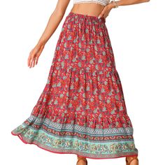 Shop Allegra K for boho casual bohemian floral printed elastic waist maxi skirt you are looking for, get more women's skirts for yourelf. Order now! Free Returns! Drawstring Skirt, Skirt Casual, Flowy Design, Boho Skirt, Wool Mini Skirt, Long Skirts For Women, Half Skirt, Womens Pencil Skirts, Printed Maxi Skirts