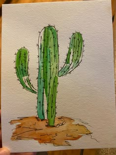 a drawing of a cactus in the dirt