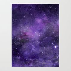 the sky is filled with purple and white stars as if they were falling or floating