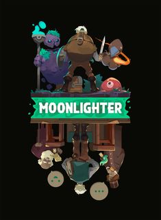 an image of a cartoon character on top of a table with the words moonlight above it