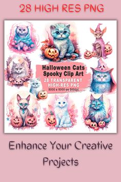 Pastel Halloween Cat Clipart Bundle - 28 High Resolution Transparent Spooky PNG Halloween Cat Clipart, Cat Illustrations, Pastel Halloween, Cat Clipart, Cats Illustration