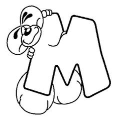 the letter m is for muppet coloring page with an animal holding it's head