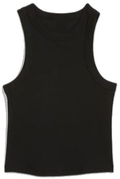 Casual High Neck Stretch Tank Top, Black High Neck Cotton Top, Black Fitted Muscle Tee With Crew Neck, Fitted Black Muscle Tee With Crew Neck, Black Stretch High Neck Tank Top, Fitted Crew Neck Vest, Black Fitted Crew Neck Tank Top, Black Fitted Tank Top With Crew Neck, Sporty High Neck Tank Top For Summer