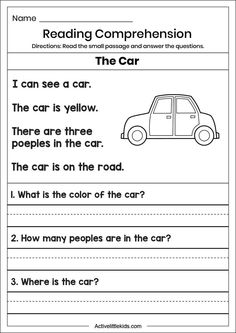 worksheet for reading the car