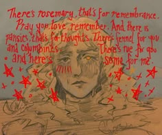 a drawing of a woman with red stars around her head and the words, there's too many tails for remembrance