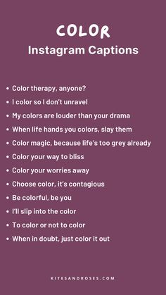 the color guide for instagram captions