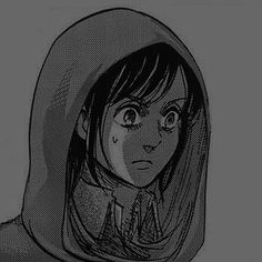 a black and white drawing of a person in a hoodie looking at the camera