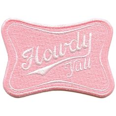 a pink embroidered patch with the words,'lovely you'in white on it