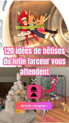 two pictures with the words, 120 ideas de batisses du lutin farceur vos attendente