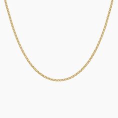 Charlie 18 in. Rolo Chain Necklace - 14K Yellow Gold. Rounded links form a classic rolo chain look in this signature, stackable style. Elegant Rolo Chain Round Necklace, Elegant Round Rolo Chain Necklace, Elegant Rolo Chain Necklace, Classic Rolo Chain Necklace With Oval Link, Classic Everyday Necklace With Rolo Chain, Classic Necklaces With Cable Chain Links, Classic Link Necklace With Cable Chain, Classic Cable Chain Necklace With Oval Links, Classic Link Cable Chain Necklaces