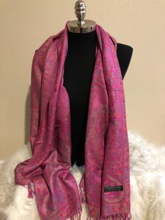 Beautifully made Pashmina scarf/ wrap. Vibrant multi color. The Pashmina scarves are much softer and warmer compared to other scarves and can be worn with just about anything. Perfect for any occasion. A great addition to any wardrobe. The  uniqueness of the Pashmina scarf makes  it a must-buy. Elegant Multicolor Shawl For Fall, Elegant Multicolor Fall Shawl, Pink Silk Scarf For Winter, Multicolor Silk Scarf For Winter, Pink Shawl Scarf, Winter Gift Silk Shawl Scarf, Pink Pashmina Shawl Scarf, Pink One Size Shawl, Pink Winter Pashmina Shawl