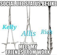 two pairs of scissors sitting next to each other with the words social life status be like