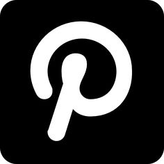 a black and white pin icon with the letter p