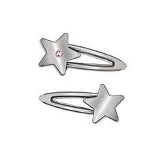 Stargirl '23 collection. Set of 2 star hair clips. One with a pink gemstone and one without. Gemini Jewels offers unisex jewelry for girls and guys, from pearl necklaces to silver chains to signet rings. All our jewelry is handmade from quality material, Nickel and Lead free and safe for sensitive skin. Star Clips, Star Hair Clips, Cross Choker Necklace, Cross Choker, Pink Gem, Star Hair, Fashion Wishlist, Pink Stars, Pink Gemstones