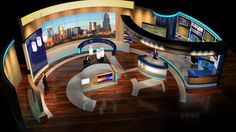 an artistic rendering of a news studio set