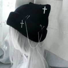 Gothic Knitted Beanie Hat for Women Y2K Cat Ear Hat Handmade Crochet Skull Hat Female Teens Grunge Hat Outfit, Knitted Hat With Ears, Crochet Cat Beanies, Aesthetic Beanies, Female Outfit Ideas, Cute Gothic Outfits, Cute Accessories Aesthetic, Goth Hats, Bat Beanie