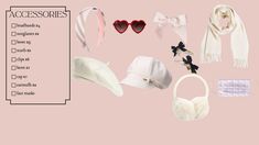 A template for the perfect #coquette wardrobe #fashion #style #cute #pink #coquettestyle #feminine #cute #pretty #cutestyle #coquettestyle Kawaii Capsule Wardrobe, Coquette Closet Essentials, Ingenue Essence