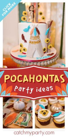 a collage of photos with the words pocahontass party ideas