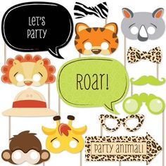 an animal themed photo booth props