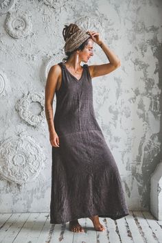 🌿Beautiful simple dress in natural brown colour, comfy and elegant in same time🌿, made of raw cotton Khadi🌿 Dress Mules, Women Dress Online, Western Outfits Women, Minimalist Dresses, Woman Dress, Long Black Dress, Brown Dress, Natural Brown, Ethical Fashion