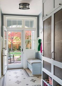 the entryway is clean and ready for guests to use it as a storage space