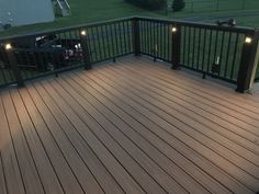 a deck that has lights on it