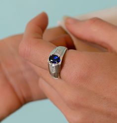 Vintage Men Sapphire Ring, 1.31CT Oval Sapphire, 10k White Gold, Estate Jewelry, dome ring, men Sapphire  jewelry, men ring, Sapphire ring "Jewelry Material: White Gold 10k (the gold has been tested by a professional) Total Carat Weight: 1.31 ct (Approx.) Total Metal Weight: 4.34g Size: 10 US  Grading Results: Stone Type: Sapphire Shape: Oval Carat: 1.31 ct (Approx.), Stones quantity:1  Color: Blue    Feel free to contact us for inquiries and consultation and special requests. The item will be s Luxury Oval Sapphire Ring For Men, Luxury Domed Sapphire Ring, Jewelry Men Ring, Saphir Ring, Blue Gemstone Rings, Ring Sapphire, Jewelry Men, Dome Ring, Ring Men