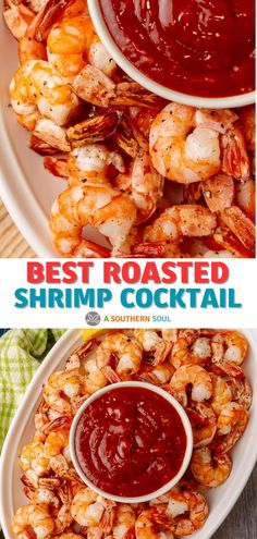 the best roasted shrimp cocktail is served with ketchup