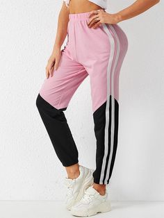 Contrast Color Side Striped Print Elastic Waist Casual Pants for Women ✅Color: Pink ✅Material: Polyester, Cotton, Spandex ✅Length: Pants ✅Pattern: Striped ✅Occasion: Casual ✅Season: Summer, Spring, Autumn ✅Thickness: Moderate ✅Design Element: Print, Elastic Waist ✅Style: Casual denim shorts outfit, denim fashion, denim dress, denim shorts, denim on denim outfit, denim on denim outfit 90s, denim dress outfit, denim dress outfitdenim dress outfit, denim skirt outfit summer Denim Skirt Outfit Summer, Colored Pants Outfits, Denim Shorts Outfit, Denim Skirt Outfits, Jacket Outfit