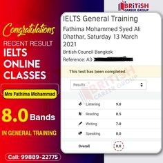 an advertisement for ielts general training