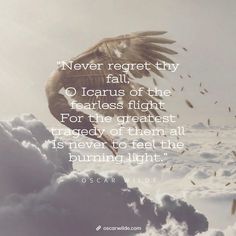 a bird flying through the air with a quote above it that reads, never forget thy fall