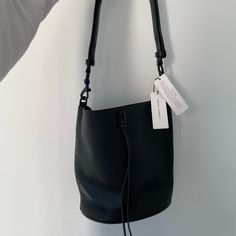 I Wore A Couple Times (Forgot To Take The Tags Off) And Just Didn’t Love It. No Marks. Great Condition. From A Smoke Free Home. Everyday Bucket Shoulder Bag With Snap Closure, Black Bucket Bag For On-the-go, Black Satchel With Snap Closure For Daily Use, Everyday Bag With Detachable Strap In Bucket Shape, Everyday Shoulder Bucket Bag With Snap Closure, On-the-go Black Bucket Bag, Black Shopping Bucket Bag, Chic Black Bucket Shape Shoulder Bag, Black Hobo Bag With Removable Pouch Bucket Shape