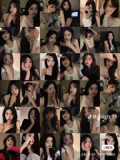 many different pictures of young women posing for the camera, and one has her hand on her face