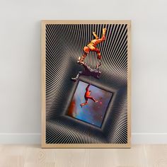 an art work with two people jumping in the air