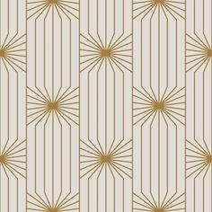 an art deco style wallpaper with gold lines and starbursts on it