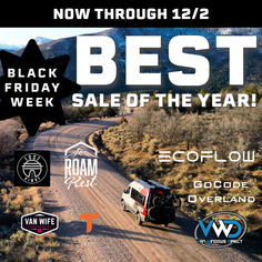 a truck driving down a dirt road with the words best sale of the year