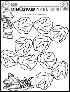 a printable worksheet for the dinosaur number unit