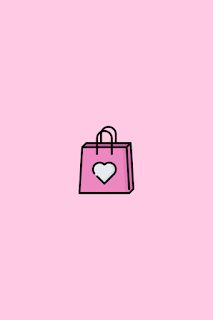 a pink bag with a heart on the front and bottom, against a light pink background