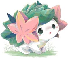 a white cat with a pink flower on it's head is standing in the grass