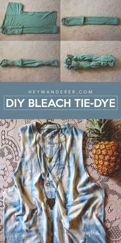 the instructions for how to make an easy diy bleach tie - dye shirt