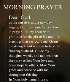 a poem with the words morning prayer