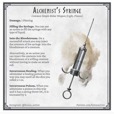 an advert for alchemist's stringe, which is used to treat the sick