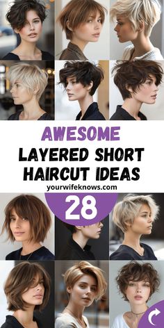 From the sleek, straight locks to the playful curls, our 2024 guide to layered short haircuts covers all bases. Featuring a range of styles from the dynamic bob cut to textured pixies, these cuts are designed to work beautifully with every hair type, including thick, straight, and wavy hair. Discover how to add movement, depth, and style to your hair, making every day a good hair day. #StraightHair #CurlyStyles #WavyCuts2024 Short Hair Styles 2024, Long Bob Haircut With Layers, Elegant Short Hair, Mom Haircuts, Easy Short Haircuts, Bob Haircut Curly, Layered Short, Short Haircut Styles