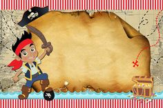 a pirate themed birthday card with an image of a man on a ship and a map in the background