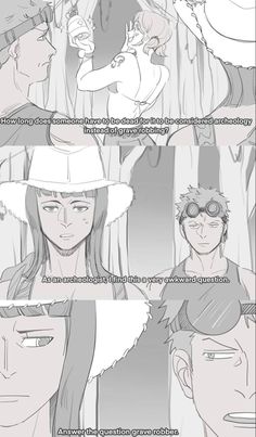 some anime characters with hats and glasses