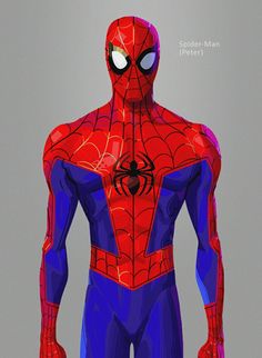 a drawing of a spider man in blue and red