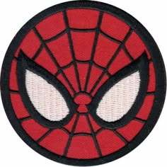 a spiderman patch with eyes on it